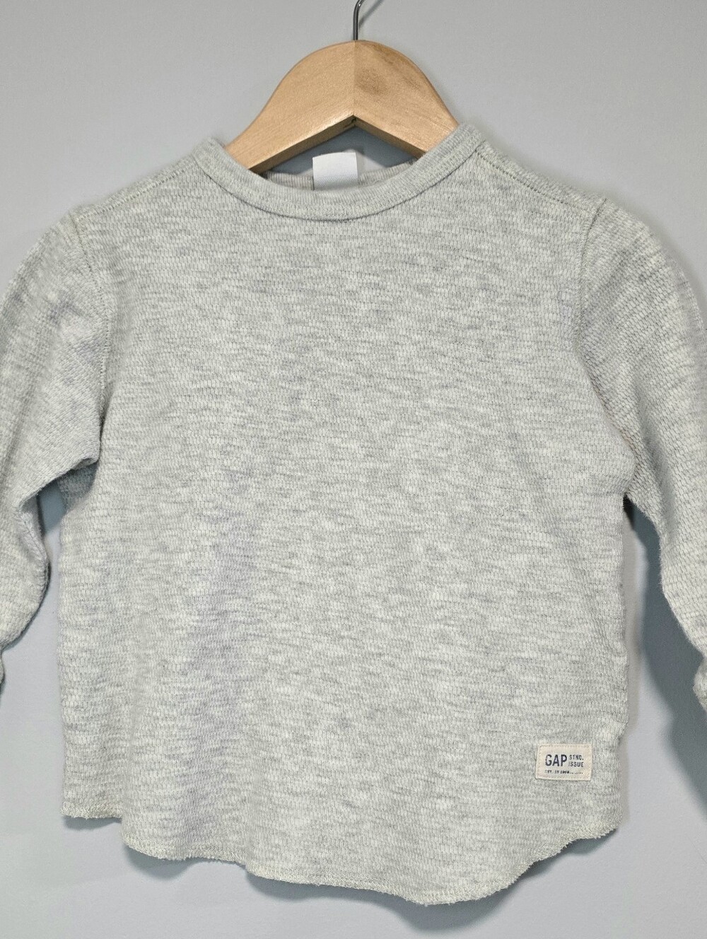 GAP Light Gray Kids Thermal Long Sleeve Top. Heavy Cotton.